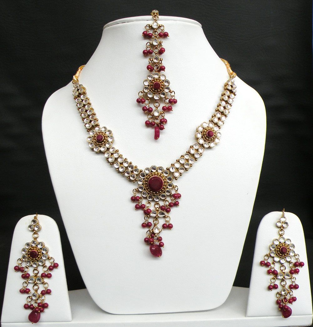   Indian Goldplated Kundan Bridal Sari Jewelry Necklace Set NK167