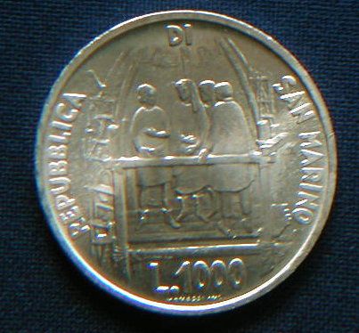   Italy San Marino Silver Coin 1000 £ Absolutly UNC Brunelleschi