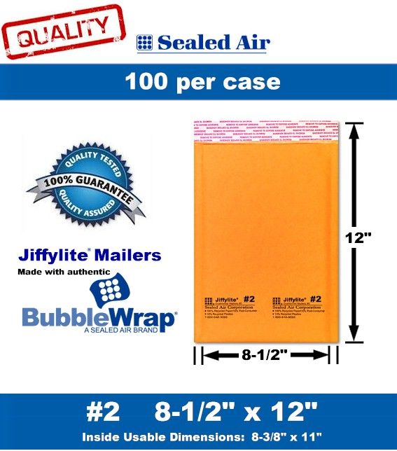 12 jiffy bubble mailers envelopes quantity 100