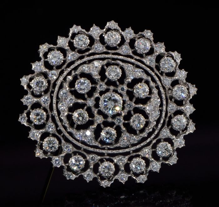 MARIO BUCCELLATI 4.80 CT EXTRA FINE DIAMOND RARE WIDE BROOCH