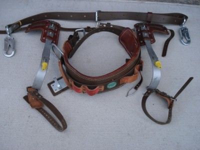 BUCKINGHAM Lineman Pole Tree Climbing Belt A.E. Burgess Lea Spikes 