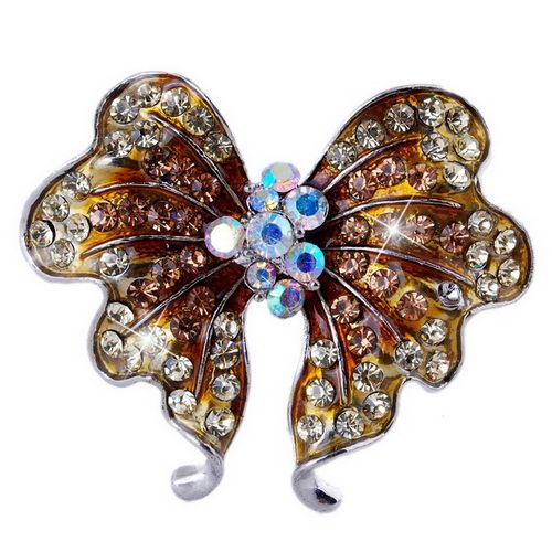 Lots 4pcs brooches rhinestone enamel alloy 18kgp butterfly #22955