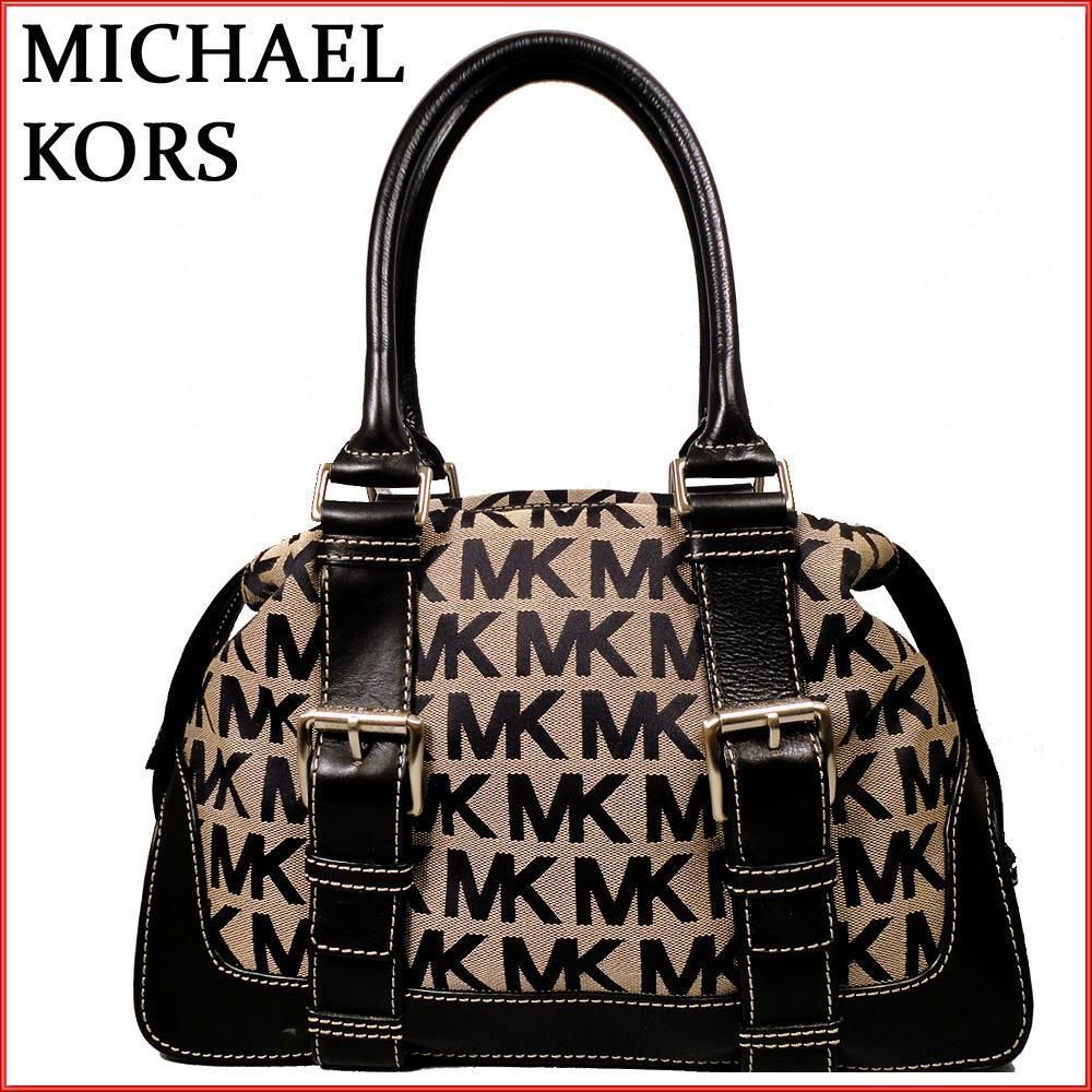 NWT MICHAEL KORS BLACK SIGNATURE BROOKVILLE MEDIUM BOWLING SATCHEL BAG 