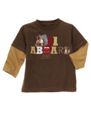 GYMBOREE Empire State Express Brown Train Top 5T NWT