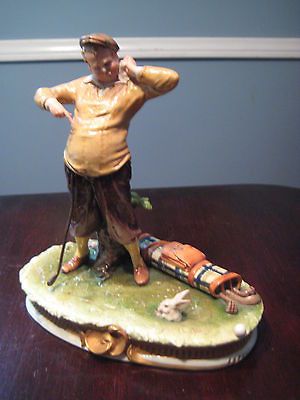 Vintage Antique Capo di Monte GOLFER Porcelain Figurine Sgn.B Merli 