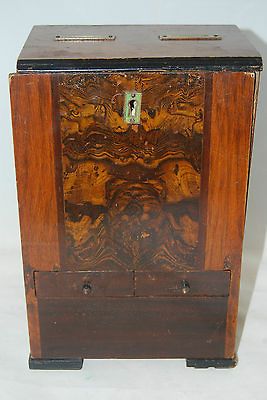 VINTAGE BRITISH BURL WOOD 1p CIGARETTE TABLETOP COUNTERTOP VENDING 