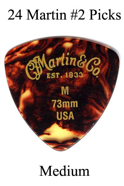 24 Martin Guitar #2 Faux Tortosie Picks Medium .73mm Celluloid 