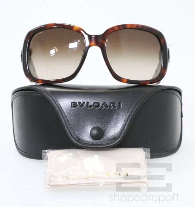 Bvlgari Limited Edition Dark Tortoiseshell Crystal Sunglasses 8038B 