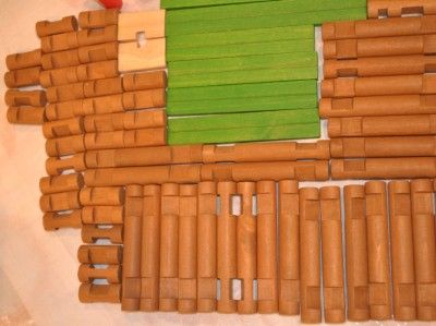   Lot 150 Pieces Wood Building Construction Set Round Flat Roof