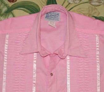 Vtg Rockmount Formal Pink Tuxedo Pearl Snap Western Shirt Large L 