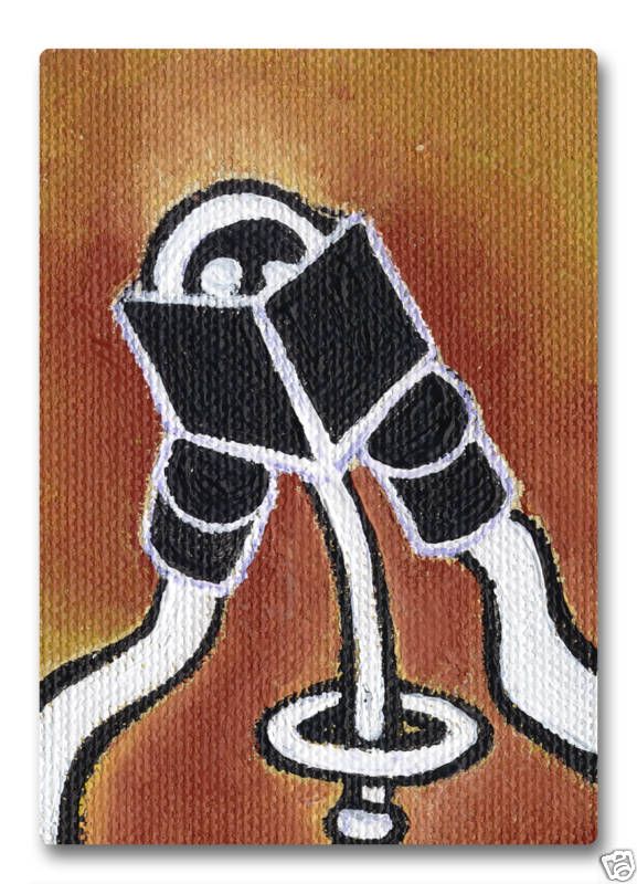 New Satellite ACEO Original Abstract Painting E Black