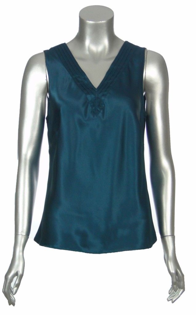 Cabernet Sleepwear Satin Camisole Sleep Tank Top Pajama PJ Teal Petite 