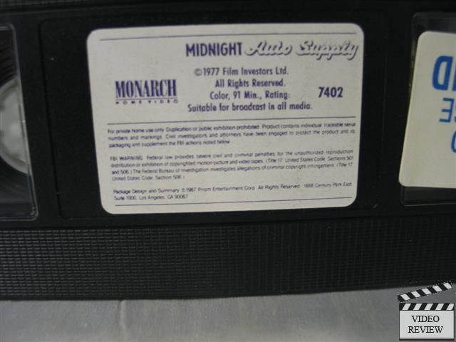 Midnight Auto Supply VHS Michael Parks Rory Calhoun