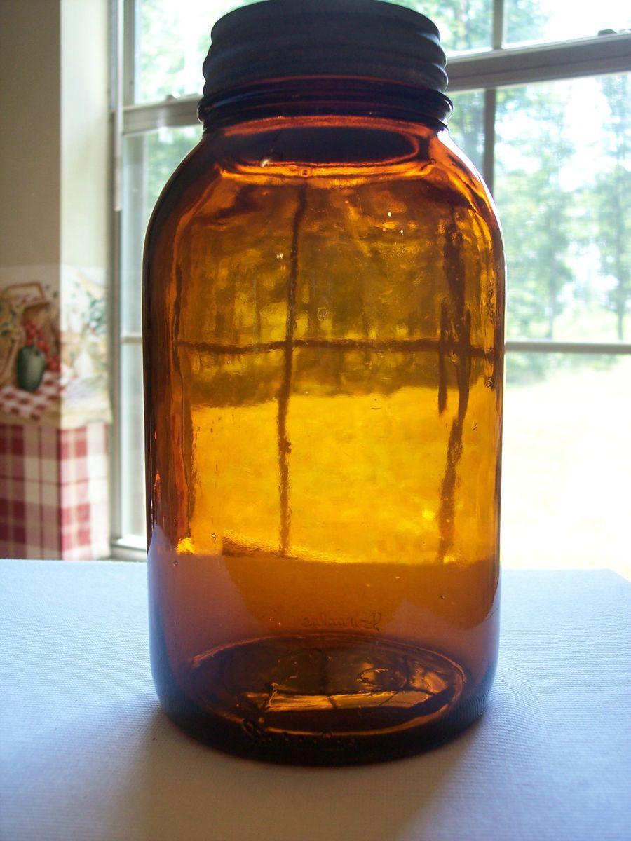  Amber Duraglas Mason Jar 46 Oz