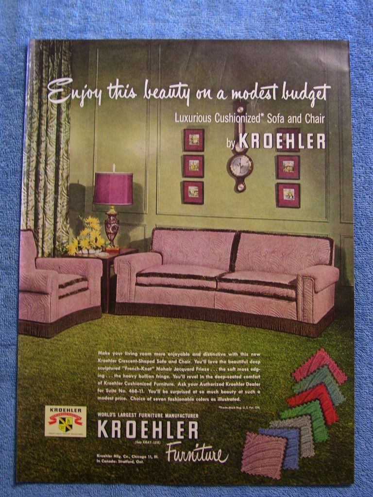  Vintage 1950 Kroehler Furniture Ad