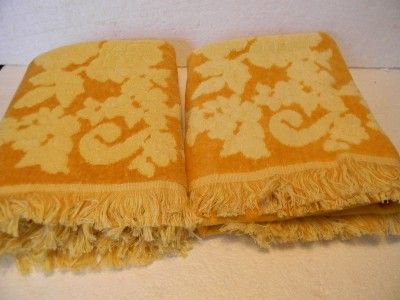 Vintage 2 Bath Towels Cannon Monticello All Cotton Unused Gold Yellow 