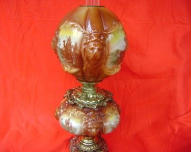   GWTW Oil Lamp Safari Scenes Lions Tigers Elephants & Camels