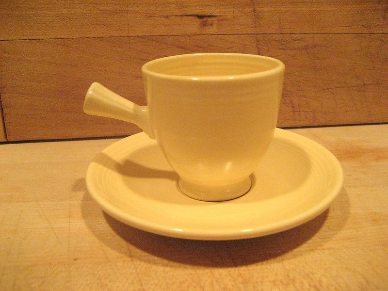  Fiesta Vintage Ad Cup Saucer Demitasse Ivory