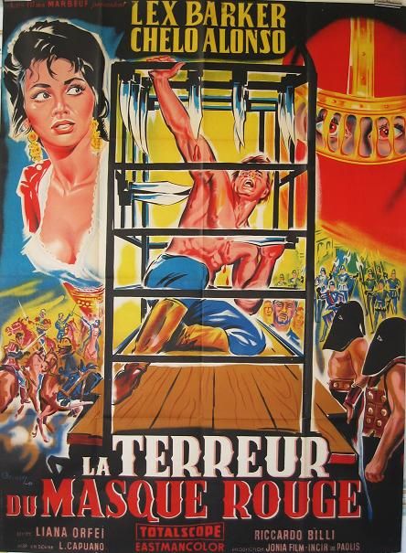 TERROR OF THE RED MASK 1960 LEX BARKER 47x63 HUGE LITHOGRAPHY