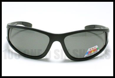 POLARIZED Lens Sunglasses Sport Biker Rubber Grip MATTE BLACK