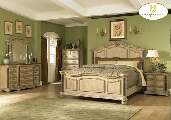 Mediterranean Off White Beige Catalina Bedroom King 6pc