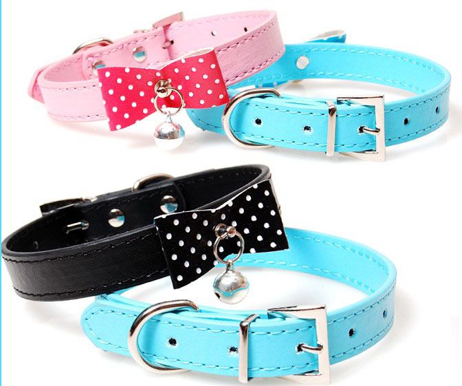 Collars PU Leather Puppy Collar Lap Cat Bell Dog Collar Small Dog Cat 