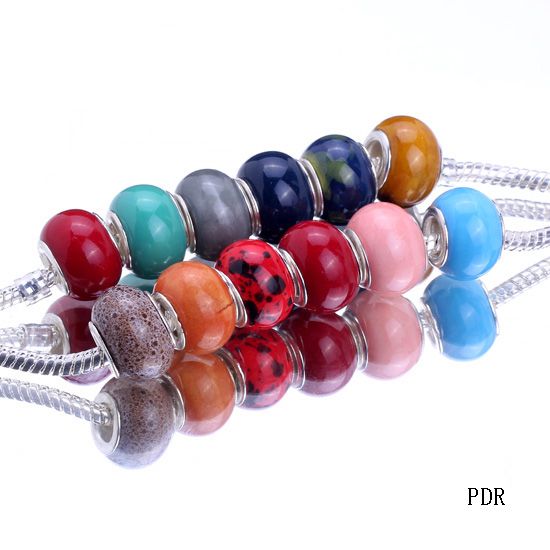 10pcs Mixed Porcelain Ceramic European Spacer Bead Fit Charm Bracelet 