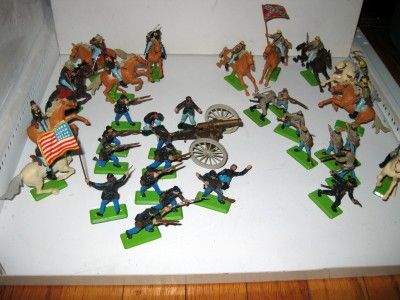 BRITAINS DEETAIL LTD 1971 PLAY SET CIVIL WAR TOY SOLDIERS, HORSES, 32 