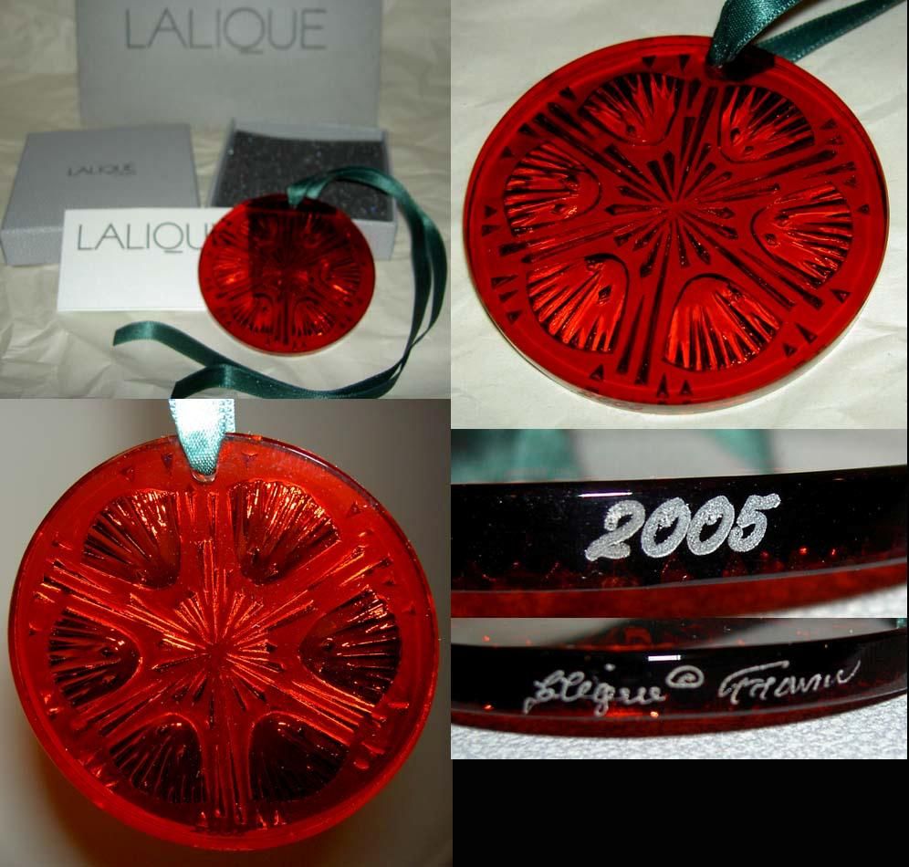 Authentic Lalique 2005 Thistle Chardon Crystal Ornament Red New in Box 