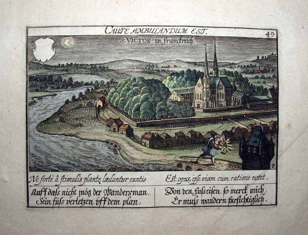 1627 Meisner View ABBEY OF ST. VICTOR Near Paris Bucolic Night Scene 