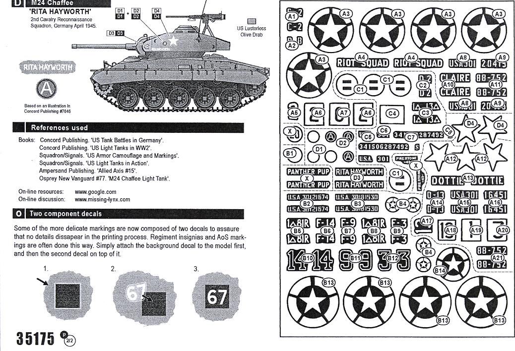   decal set u s m24 chaffee tank 1944 1945 company bison decals stock