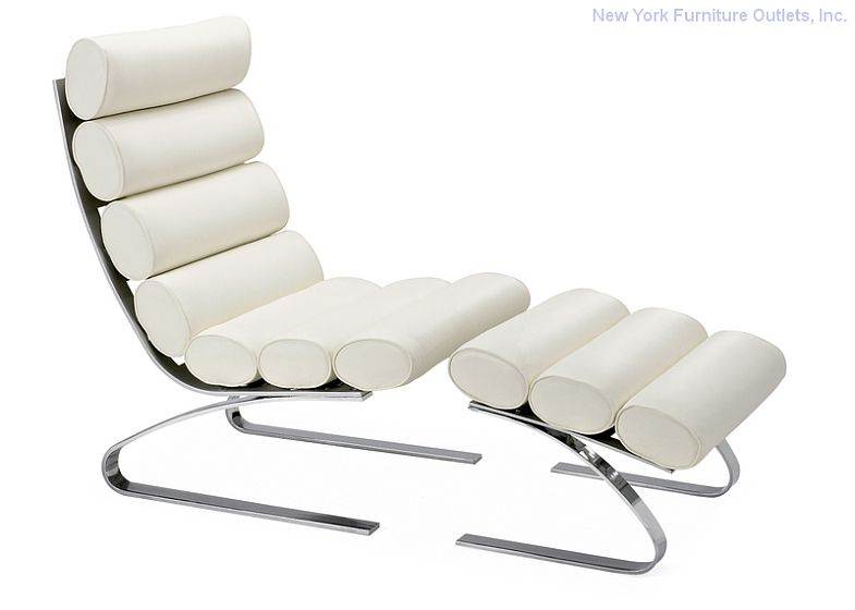 Unico Leatherette Chaise Lounge Chair and Ottoman Set