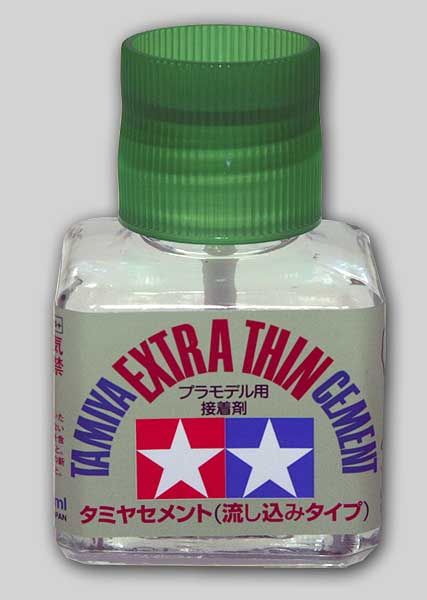 EXTRA THIN CEMENT   Tamiya 40ml Glass Bottle with Brush #87038