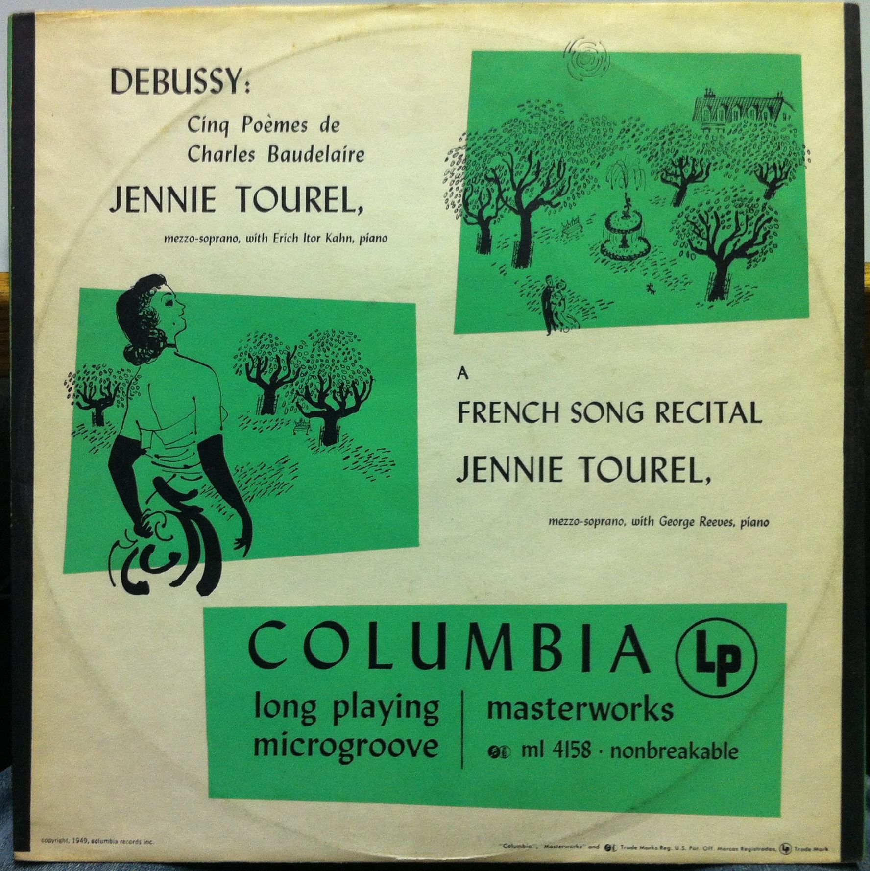 JENNIE TOUREL french song recital LP Mint  ML 4158 ANDY WARHOL COVER 