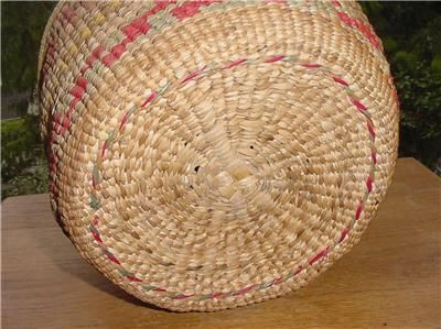 Unusual Twined Chehalis Indian Basket with Coiled Lid