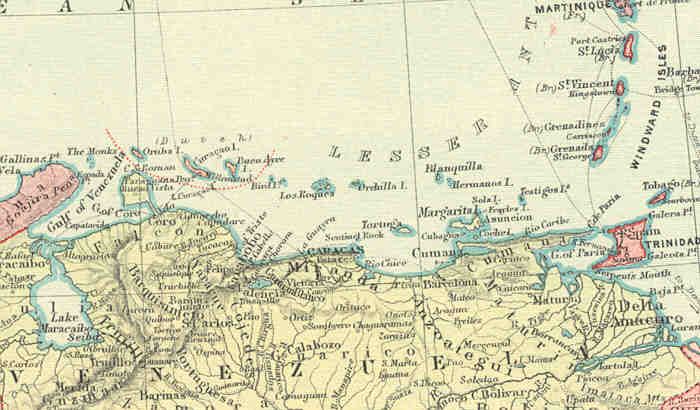 Caribbean Central America Old Vintage Map Circa 1920 Edward Stanford 