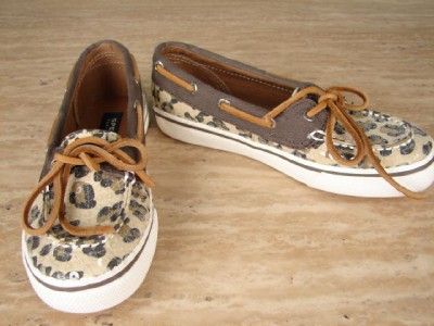 40 Sperry Top Sider Girls Size 13M Bahama Skimmer Leopard Print 