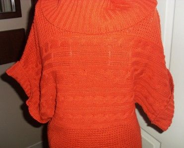 Chesley Rust Dark Orange Turtle Cowl Neck Cable Knit Sweater Top M 