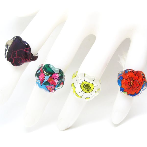   25pcs Flower Charming Style Lucite Resin Children Rings C21