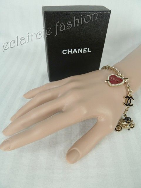 Chanel Coco Rider Motorcycle Heart Charm Bracelet New