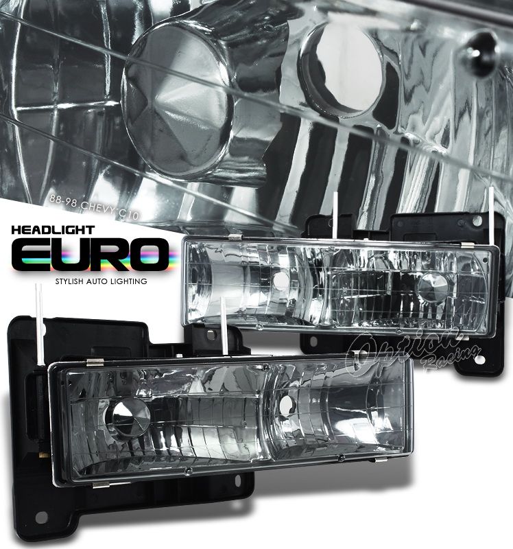 1988 1998 CHEVROLET/GMC EURO SMOKE DIAMOND CUT HEADLIGHTS   PAIR