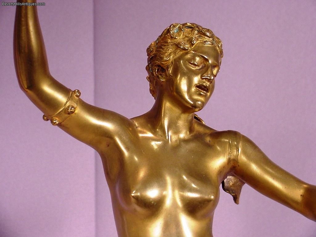 Antique Gilt Bronze Nude Dancer Felix Charpentier