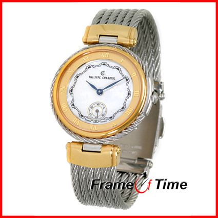 Philippe Charriol Men Gold Steel MOP Pearl Celtic Watch