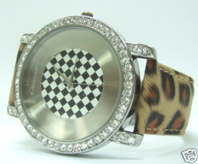 Leopard Strap Chronovski Luxury Dress Bling Watch Chesl