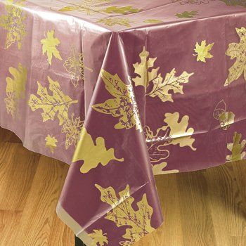 Clear Fall Leaves Table Cover Plastic Tablecloth Decorations