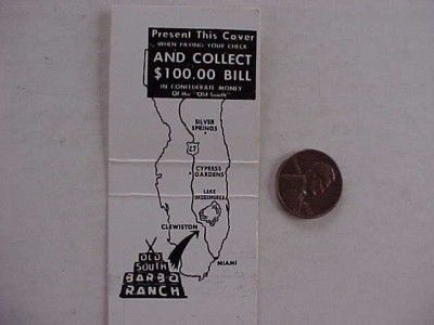 1950s Era Clewiston Florida Old South Barbecue Ranch Matchbook