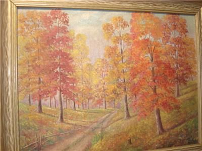 Clayson Baker Autumn Landscape Indiana Brown County Artist Oil on