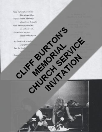 Metallica Cliff Burtons Church Service Invitation Photocopy Master of
