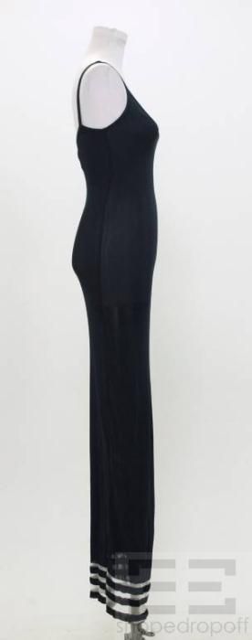 Claude Montana Navy Knit Striped Hem Sleeveless Dress Size 42