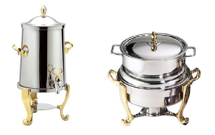  Round Roll Top Chafing Chafer Dish Stainless Brass MSRP $6300